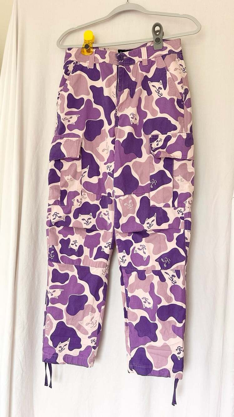 RipnDip Lord Nermal Cow Camo Cargo Pants Purple 30 Streetwear Skate